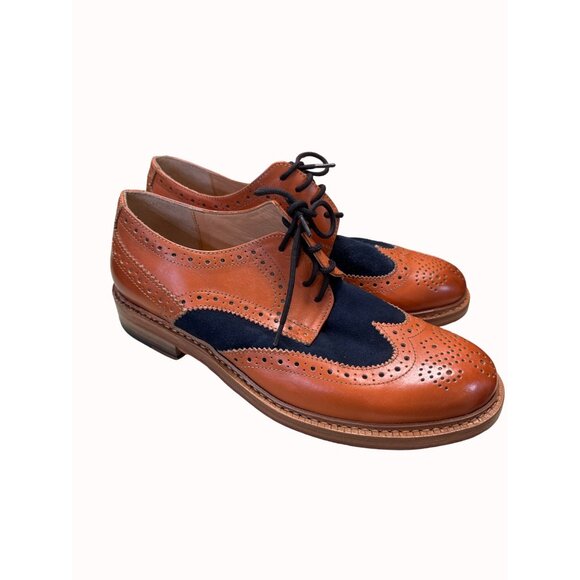 Paul Malone Palm beach Bradford men’s brown navy blue Oxford shoes 10 SKu 5302 - Picture 4 of 12